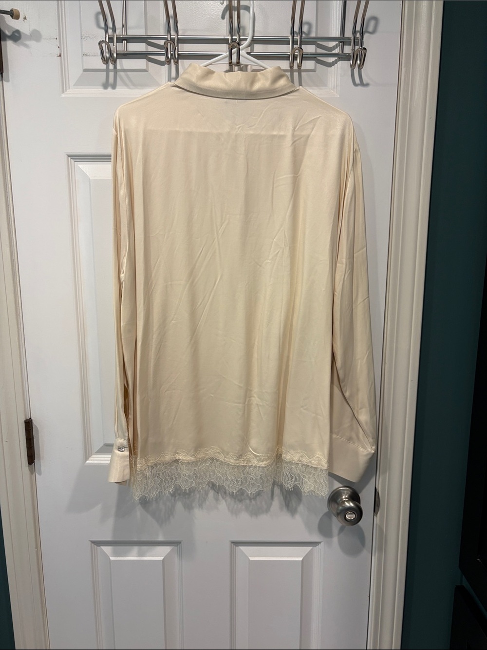 Zara Cream Lace-Hem Button Blouse - Picture 7 of 7